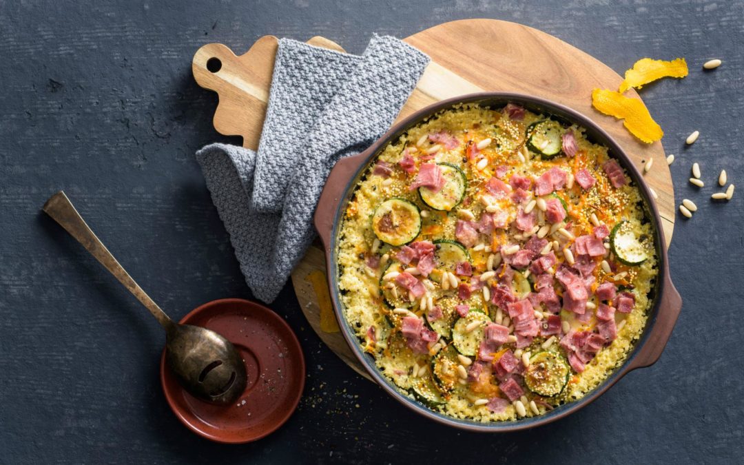 Gratin de quinoa aux courgettes et au jambon