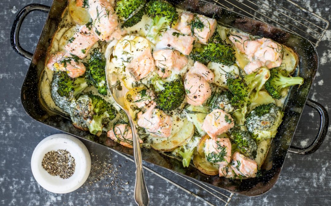 Gratin de saumon au brocolis