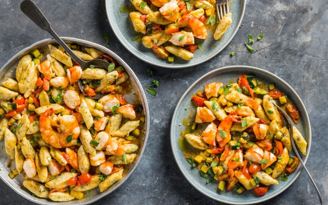 Gnocchis aux crevettes et légumes