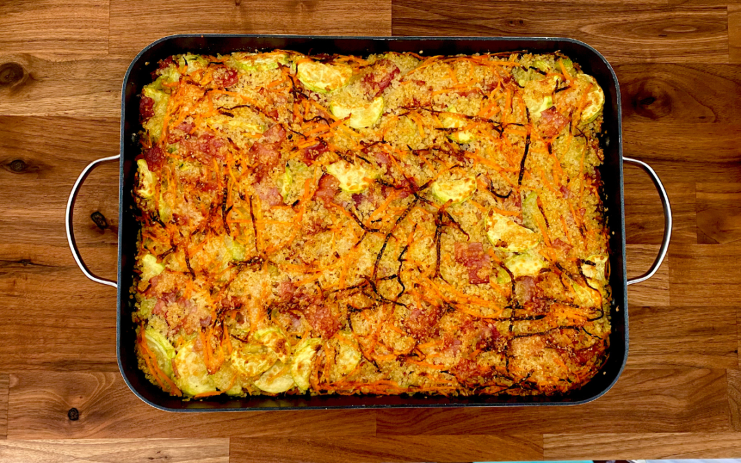 Gratin de quinoa aux courgettes et au jambon