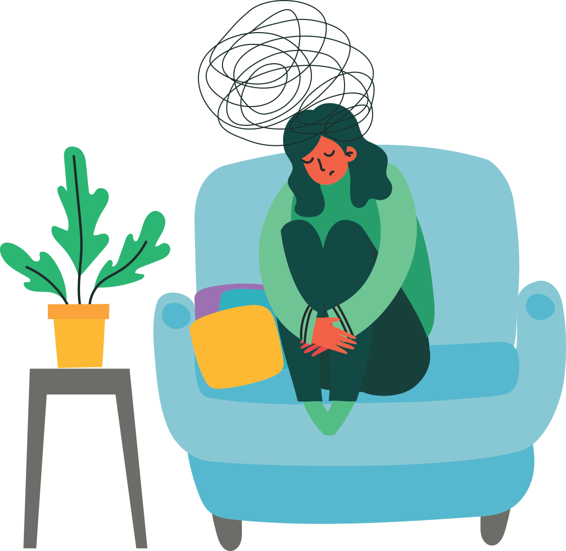 Illustration d'une femme enfermée par ses traumas